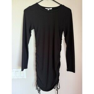 BB Dakota Steve Madden black ribbed fitted Lon Sleev dress size Small